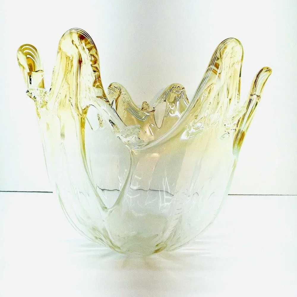 XL Amber Art Glass Console Centerpiece Handmade Submerged Sommerso Murano? Italy - Picture 5 of 9